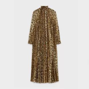 celine gold cape dress|Celine.